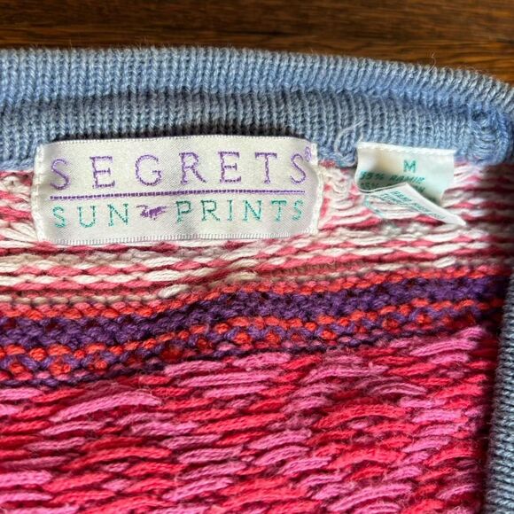 SEGRETS sun prints  Women's Pink and blue vintage cardigan - Picture 4 of 6